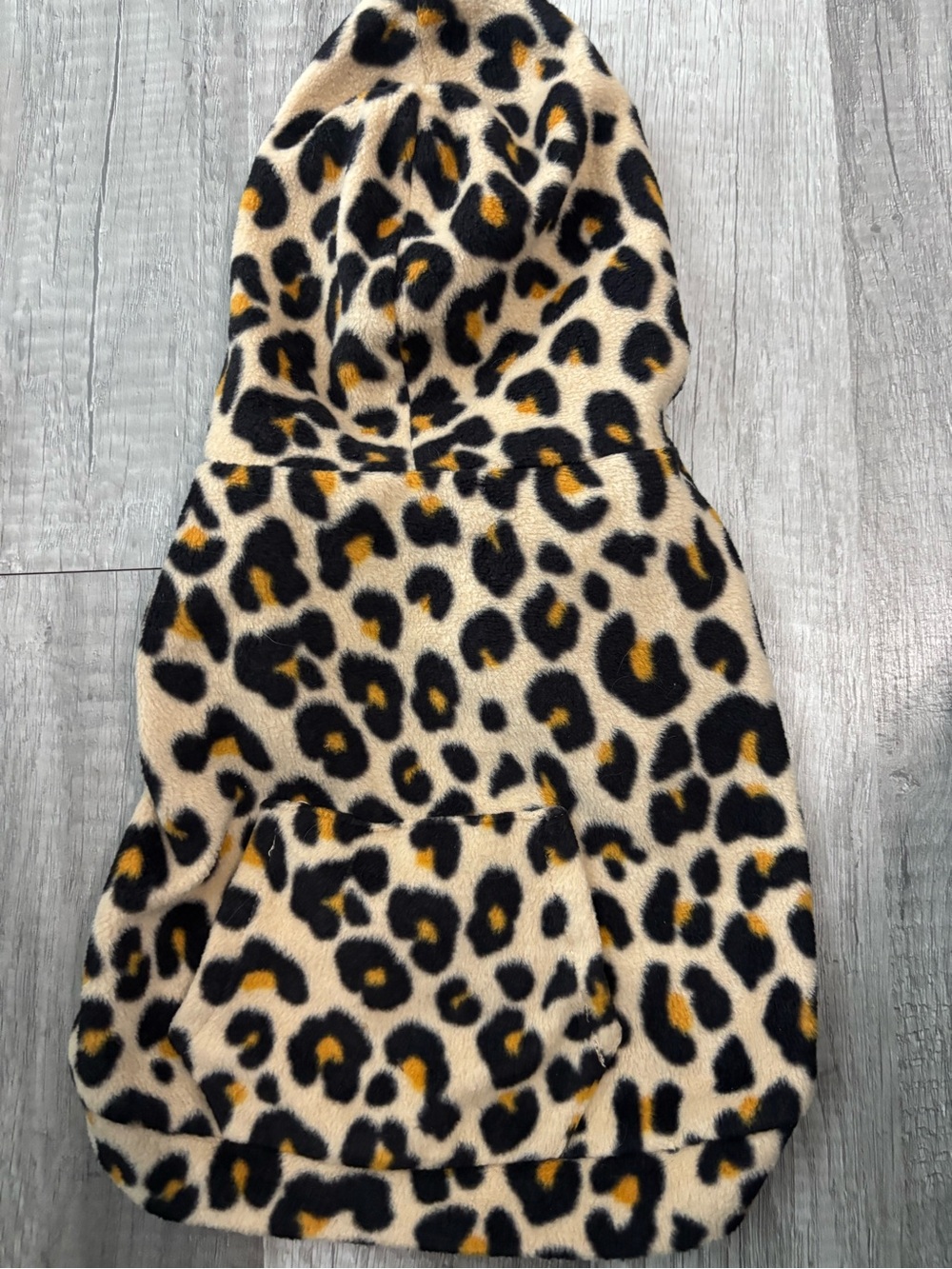 Leopard Print Dog Hooded One-Piece - Cream/Black